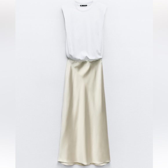 ZARA CONTRASTING SATIN EFFECT DRESS - Picture 3 of 4